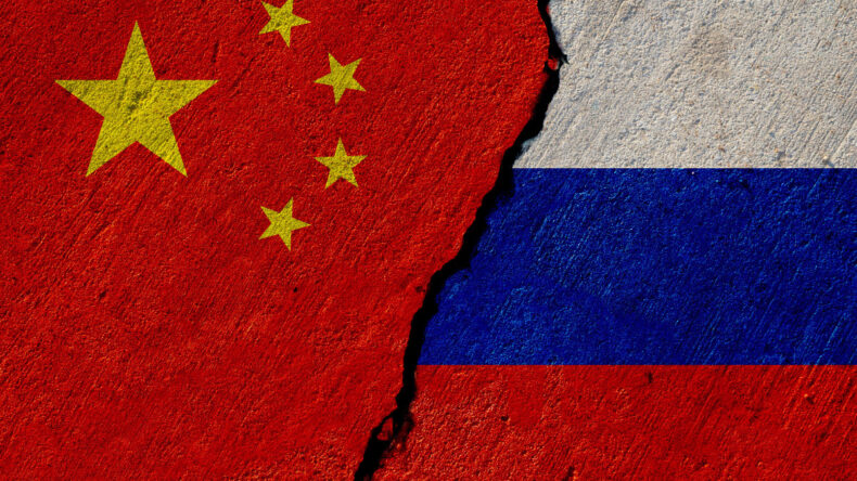 China-Russia flags merged together
