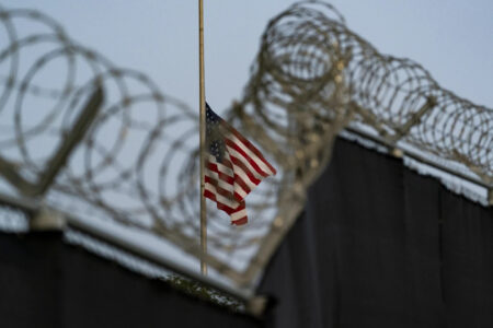 American Flag flies over Guantanamo Bay, Cuba.