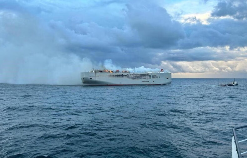 Inferno at Sea Cargo Ship Carrying  Cars Catches Fire off Dutch Coast - Asiana Times