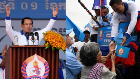 Elections in Cambodia see Prime Minister Hun Sen vying to prolong his authoritarian rule, sparking democracy concerns.