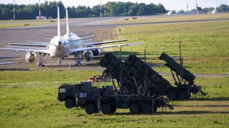 Lithuania: German Patriot air defence system units are seen at the Vilnius airport in Vilnius,
