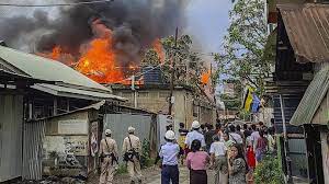 Houses destroyed in Manipur violence