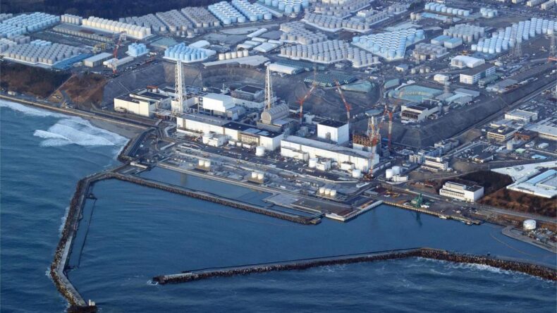 An aerial photo of the Fukushima Daiichi nuclear power plant in Okuma, Fukushima prefecture, March 17, 2022.