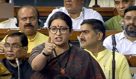 Monsoon Session: Uproar between Smriti Irani and the opposition in Rajya Sabha Png
