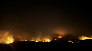 Smoke rises from a wildfire on the island of Rhodes on Sunday