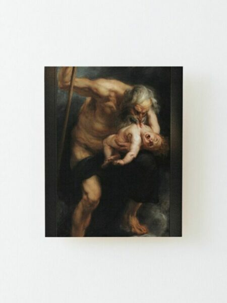 Saturn Devouring One Of His Sons By Peter Paul Rubens Old Masters Reproduction Wood Mounted Print by xzendor7