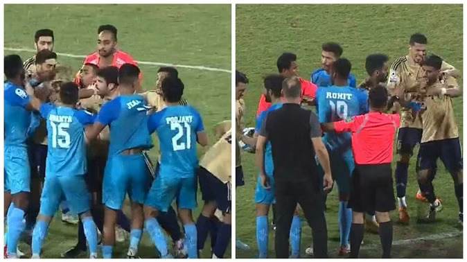 High-voltage drama in the India-Kuwait match as players from both teams clashed; coach receives a red card.