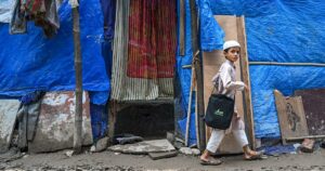 A scene from a refugee camp in Delhi.