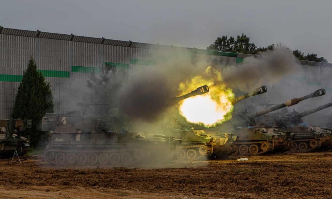 South Korean forces carry out an artillery exercise north of Seoul in preparation for the upcoming Ulchi Freedom Shield manoeuvres alongside US troops.