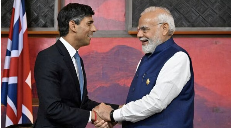 British Prime Minister Rishi Sunak and Indian Prime Minister Narendra Modi. The close negotiations between India and the UK for a proposed free trade agreement (FTA) have entered the final stage, with the 12th round of talks scheduled for August.