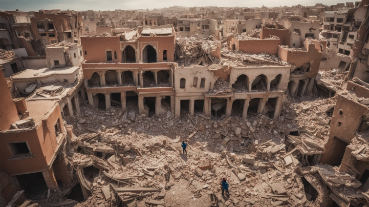 Morocco Earthquake destruction overlook  