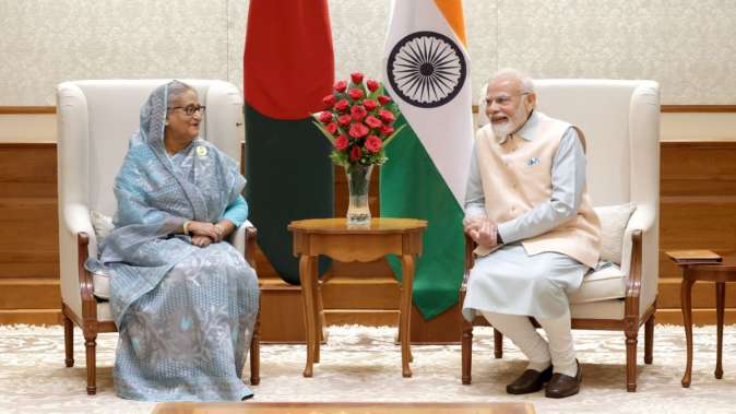 Bilateral Meeting with Various leaders in photo Narendra Modi with Sheikh Hasina  