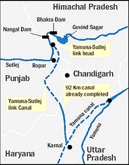 SYL map - The Haryana-Punjab dispute or SYL dispute - Supreme Cout Verdict