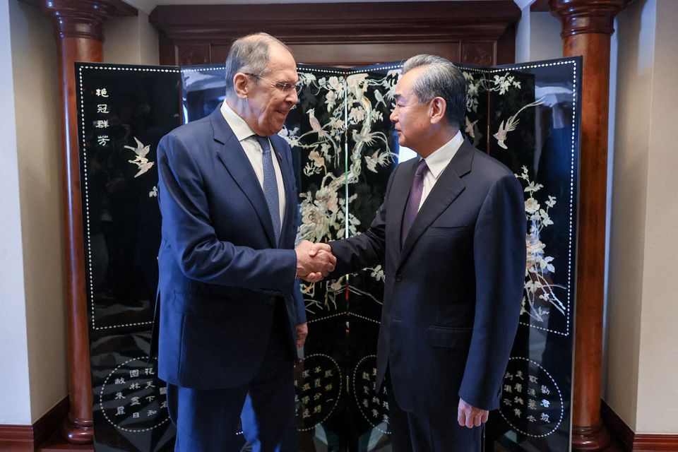 On July 13, 2024, during the ASEAN Foreign Ministers meeting in Jakarta, Indonesia, Russia's Foreign Minister Sergei Lavrov exchanged greetings with Wang Yi, China's Director of the Office of the Central Foreign Affairs Commission.
