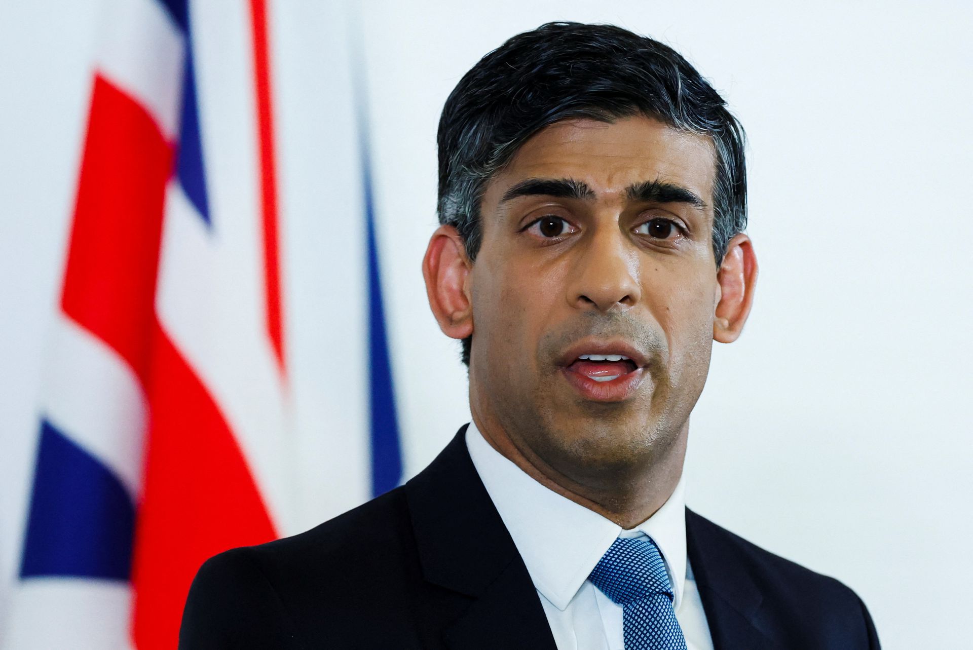 British Prime Minister Rishi Sunak, attending a Press Conference following the G7 Summit on Sunday