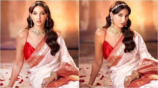 Nora Fatehi Excels In Green Silk Saree  - Asiana Times