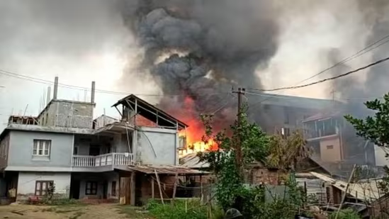 Abandoned houses torched in Manipur. 