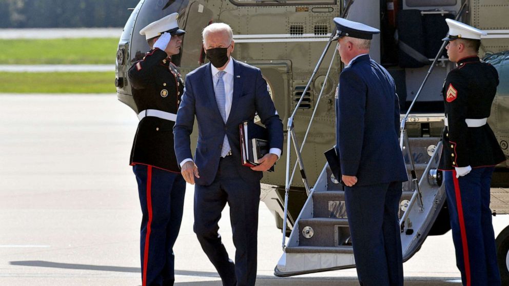 Joe Biden coming out of the plane