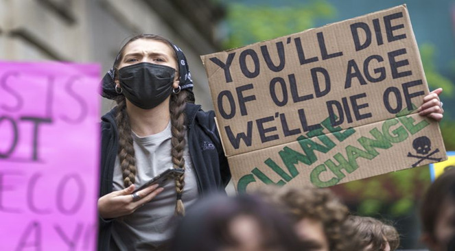 Children protesting for Climate change in Oregon county.
