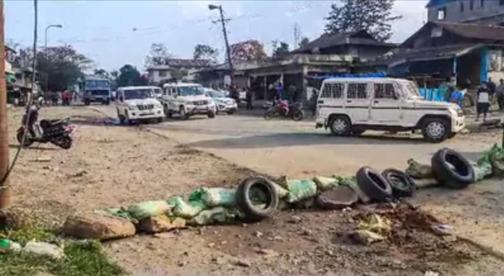 road in Kangpokpi district, Manipur, appears empty and quiet on a Tuesday.