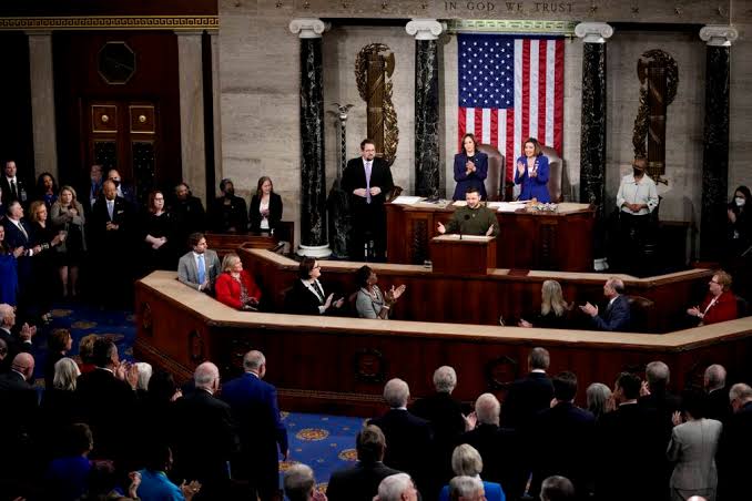 Ukraine President Vlodymyr Zelensky spekaing in US congress